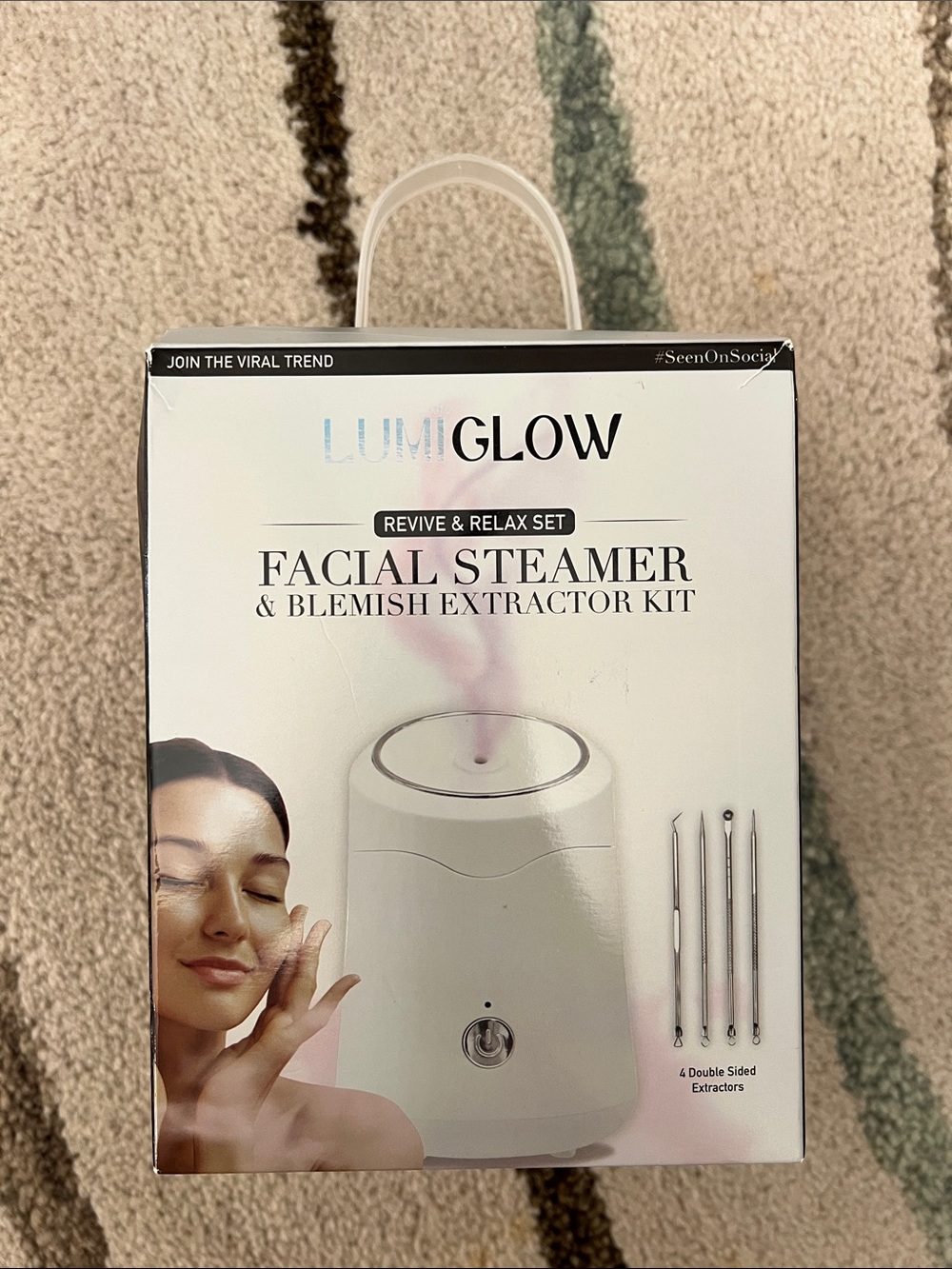 White Facial Steamer & Blemish Extractor Kit - Revive & Relax